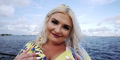 Fat blonde cock teaser, Tiffany Star is giving a head to a handsome guy she really likes