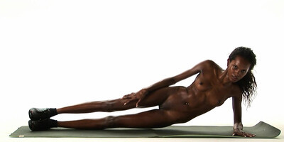 fitness with naked ebony babe
