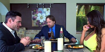 Footwork before hard sex on the dining table by ex buddie August Taylor