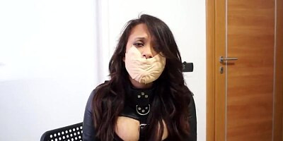 Fragiledesires Tape Gagged in Straitjacket and Heels Bondage