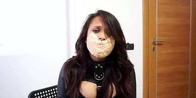 Fragiledesires Tape Gagged in Straitjacket and Heels Bondage