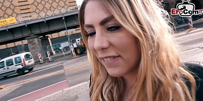german big tits tattoo model seduced on street for blind date pick up