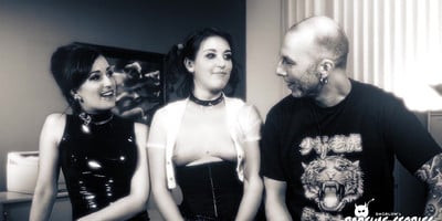 German sub slut in high socks gets tied up and strap fucked in BDSM session