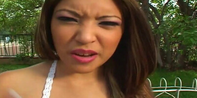 Gorgeous bitch with nice butt and tits fucks in the garden