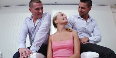 Gorgeous Tanned Blonde Gets Double Dicked By Horny Freaks