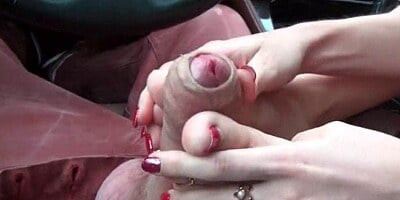 Gorgeous teen giving BJ and footjob in POV