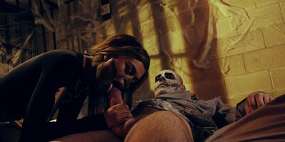 Halloween teen riding dick