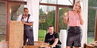 Hot Blonde Blanche Bradburry Wild DP Fuck with B&W cocks GP1910