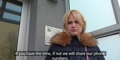 Hot blonde gets a mouthful of cum