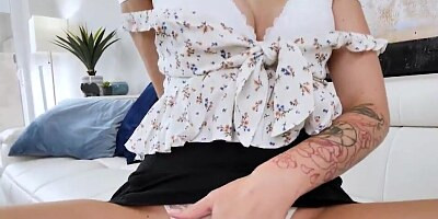 Hot mommy was convinced by her stepson into giving him her pussy