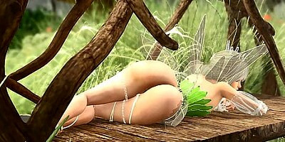 Hot sex! Crazy gnome has hard sex with a sexy fairy outdoors