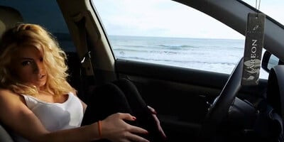 Hot wife orgasms by the sea