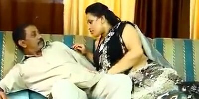 Indian old man with junior girl romace