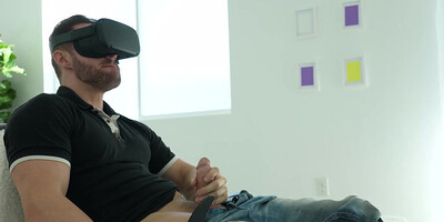 LaSirena69 catches stepbro jerking off to VR porn and can’t help but play with his cock