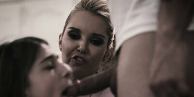 Lesbian girl taking first cock with help of strange mom