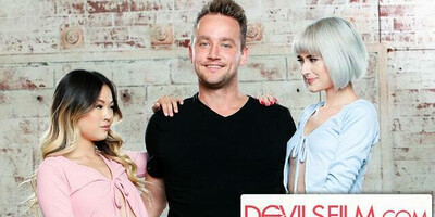 Lesbians Lulu Chu And Jessie Saint Are Down To Fuck A Guy