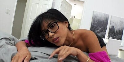 Lusty curvy Asian Ember Snow screwed in the doggy style pose