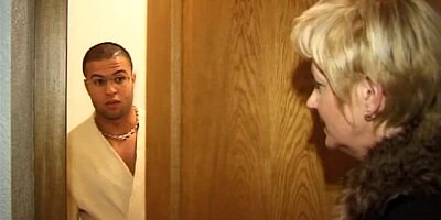 Mature bbw blonde seduces her young French neighbor