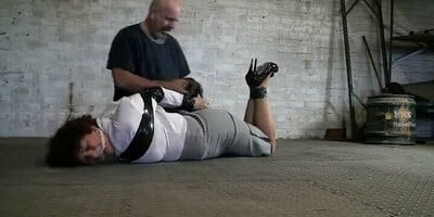 Milf mature hogtied on the floor