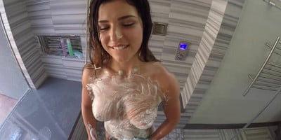 Mind-Blowing Young Soapy Boobs Of Yammy Brunette In Shower