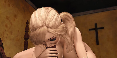 Monk plays with beautiful married woman in the church