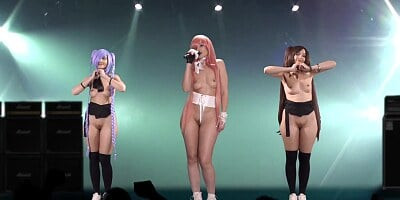 Naked Singer on stage. Virtual Reality