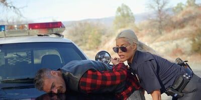 naughty police woman Bridgette B catches bad guy Charles Dera