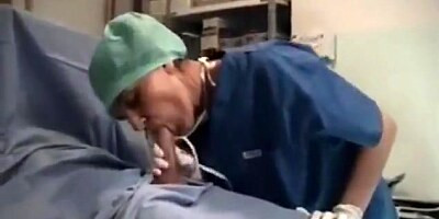 Nurse latex glove blowjob cum