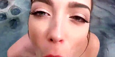 Outdoor POV intercourse with a busty teen brunette who suffers from nymphomania