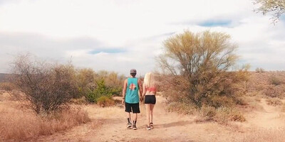 Outdoor sexual intercourse between a hot blonde and an endowed fellow