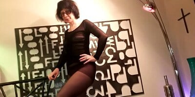 Pantyhose miniskirt and heels