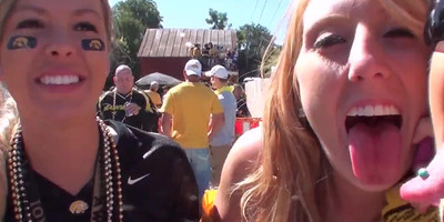 Partying And Flashing Melons While Tailgating Outside Iowa City Football Game -Amateur Porn