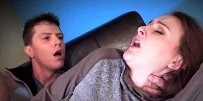 Passionate couch fuck with her stepbrother