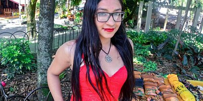 Passionate Latina in red lingerie Eva Cuervo fucked by a big black dick