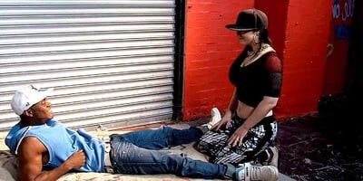 PAWG Saggy Tits Teen let Homeless Black Guy fuck her Publicly