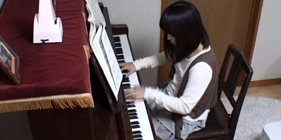 Piano teacher rear fucks his pupil across the piano keys