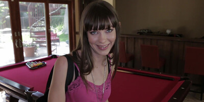 Pool player thrusts his dick inside a brunette cutie