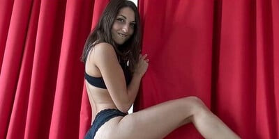 POV brunette teen took off sexy black lingerie and went down on a big cock