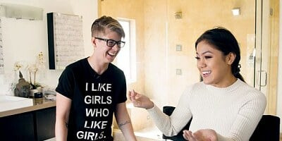 Pretty sweet babes Alina Lopez and Kendra Spade fuck in the bed