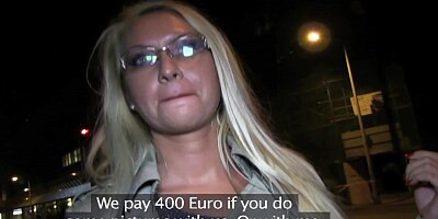 PublicAgent: Hot blonde MILF gets fucked for cash in a car