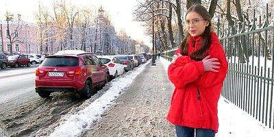 Russian girl seduced by pickup and fucked a guy in his house