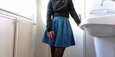 School girl stripping