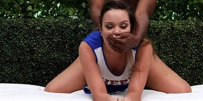 Sensual white cheerleader takes a huge black boner
