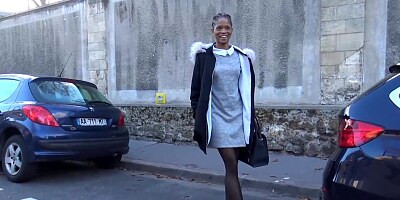 Sexy, black babe, Imani is wearing stockings and high heels while getting fucked from the back