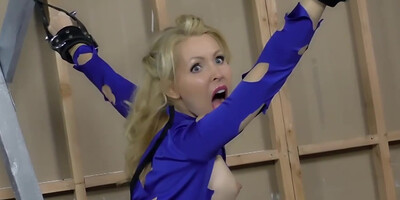 Sexy, Blonde Supergirl With Big Boobs Was Caught And Tied