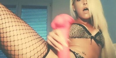 Sexy slut fucks herself with a dildo