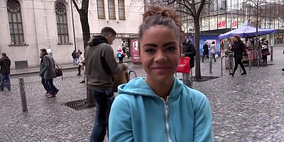 She's a naughty brunette enjoying a stranger