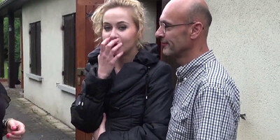 Skinny French slut Morgane gets assfucked and pegged