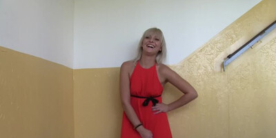 Slim blonde with perfect tits fucks a stranger