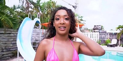 Slim, ebony babe likes to have casual sex with a random, handsome man, during a vacation